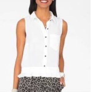 CAbi #3439 Pleat Blouse Sleeveless Button Up